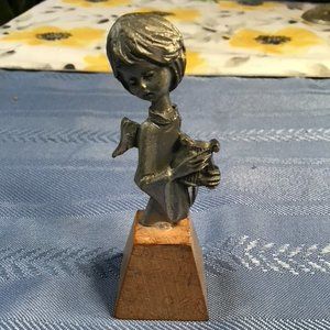 Vintage Peltro Cesellato a Mano Italy 3" Pewter Altar Boy Religious Figure Holy